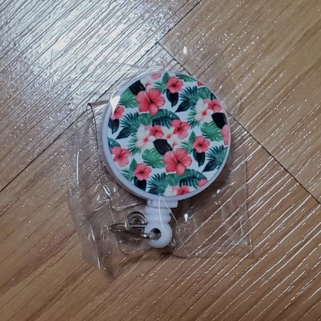 Badge reel, Tropical Red design
