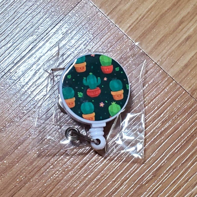 Badge reel, Cactus Kawaii design