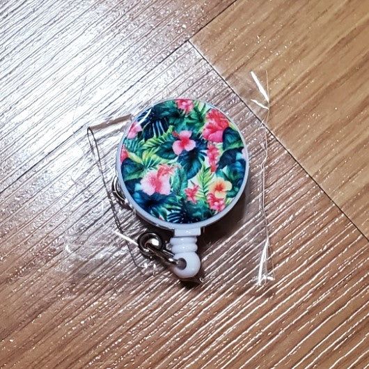 Badge reel, Tropical Pink design