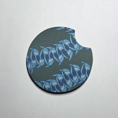 Hawaii artist neoprene car coaster, Blue Jade design
