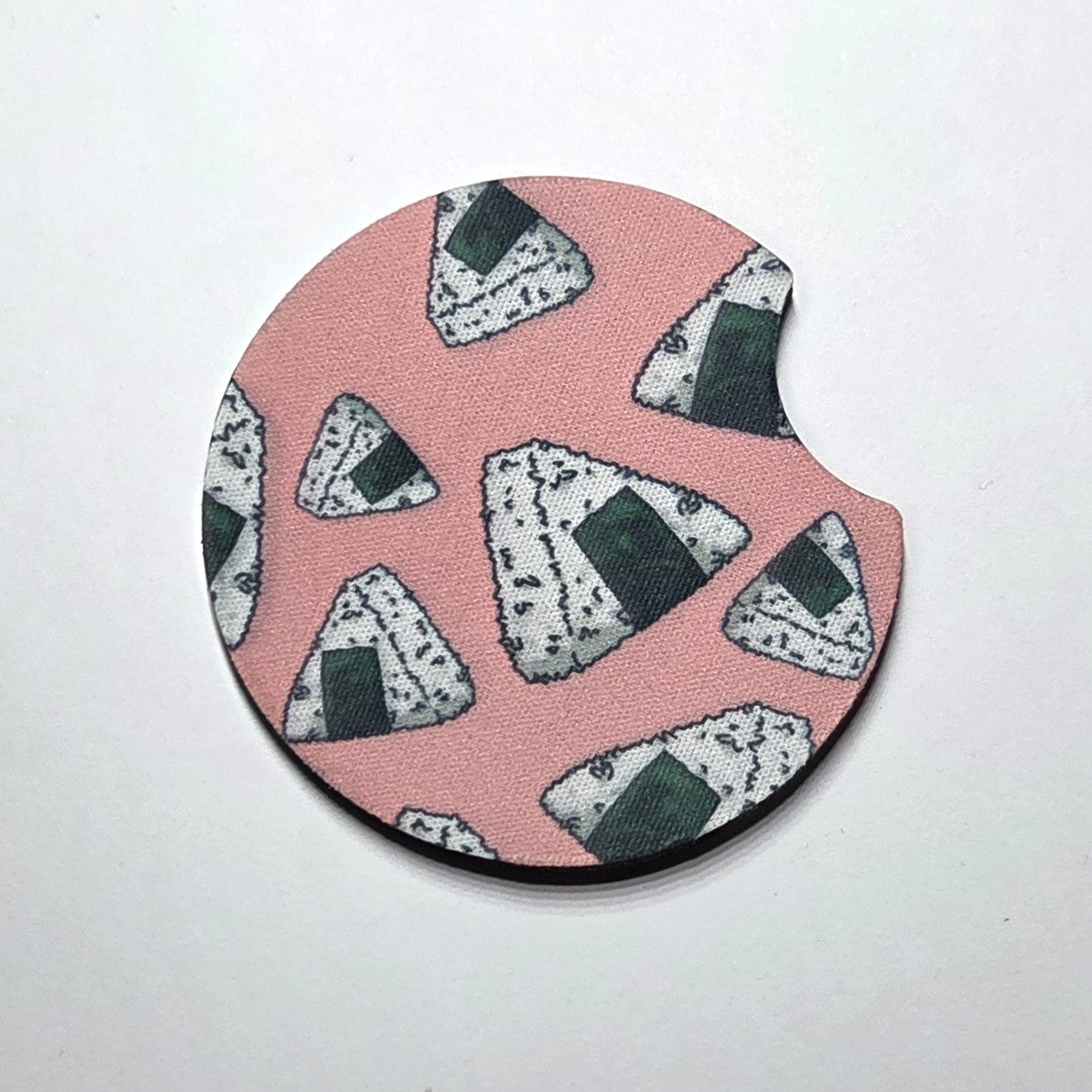 Hawaii artist neoprene car coaster, Onigiri design