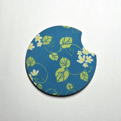 Hawaii artist neoprene car coaster, Pakalana Teal design