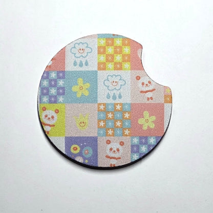 Neoprene car coaster, Pandas Colorful design