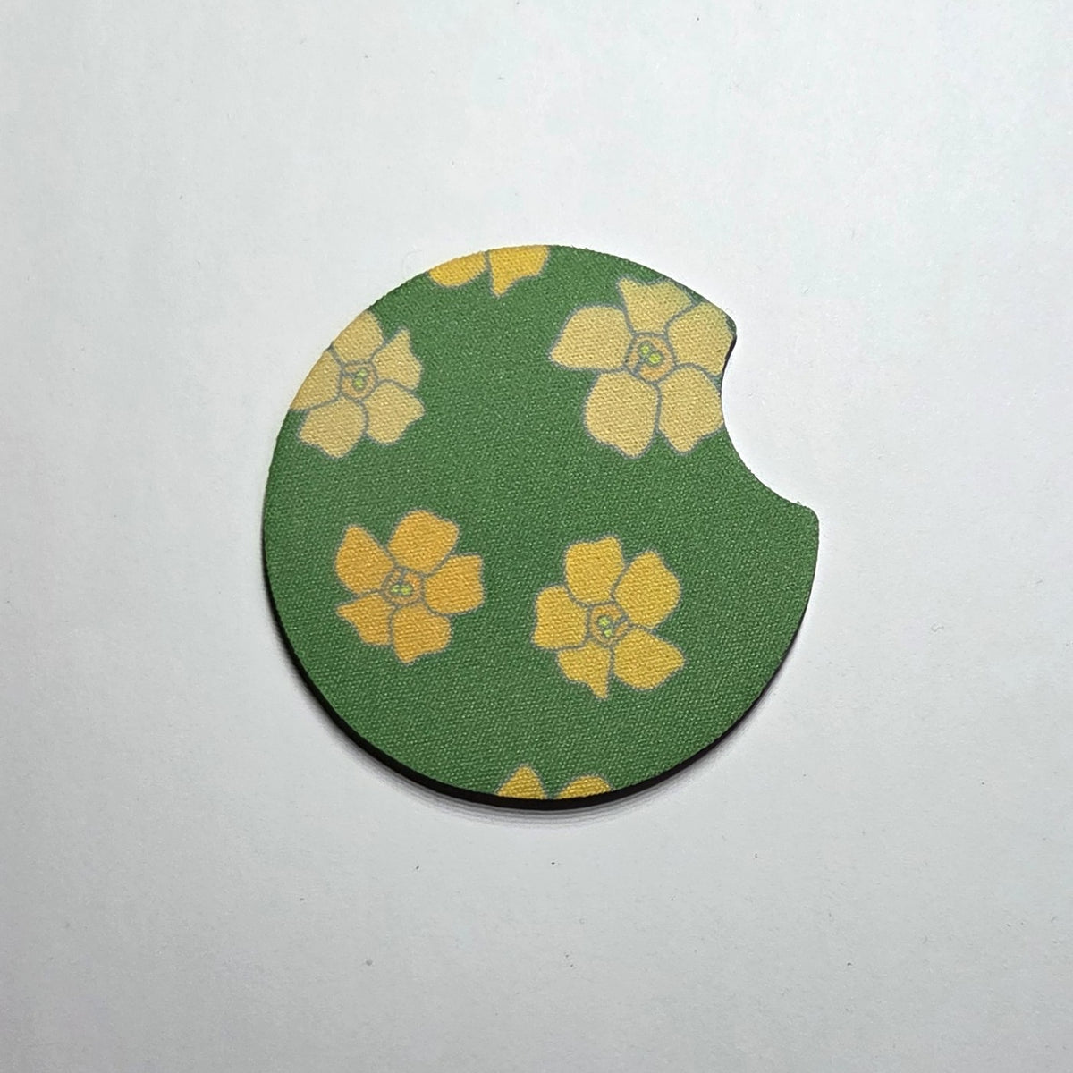 Hawaii artist neoprene car coaster, Puakenikeni Green design
