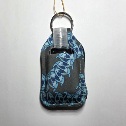 Hawaii artist neoprene hand sanitizer holder, Blue Jade design