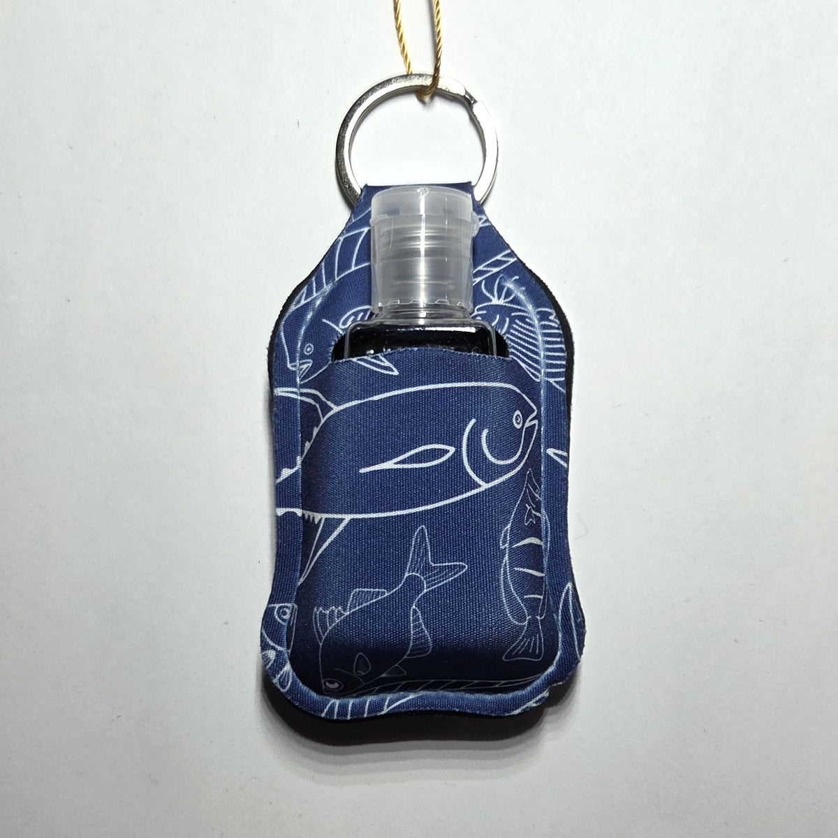 Hawaii artist neoprene hand sanitizer holder, Fish Dark Blue design