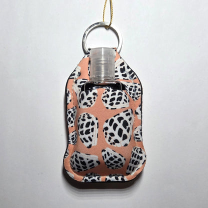 Hawaii artist neoprene hand sanitizer holder, Hebrew Cone Shell design