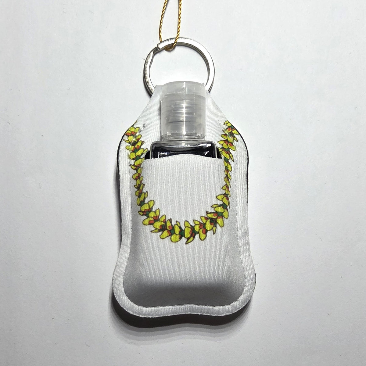 Hawaii artist neoprene hand sanitizer holder, Lantern Ilima design
