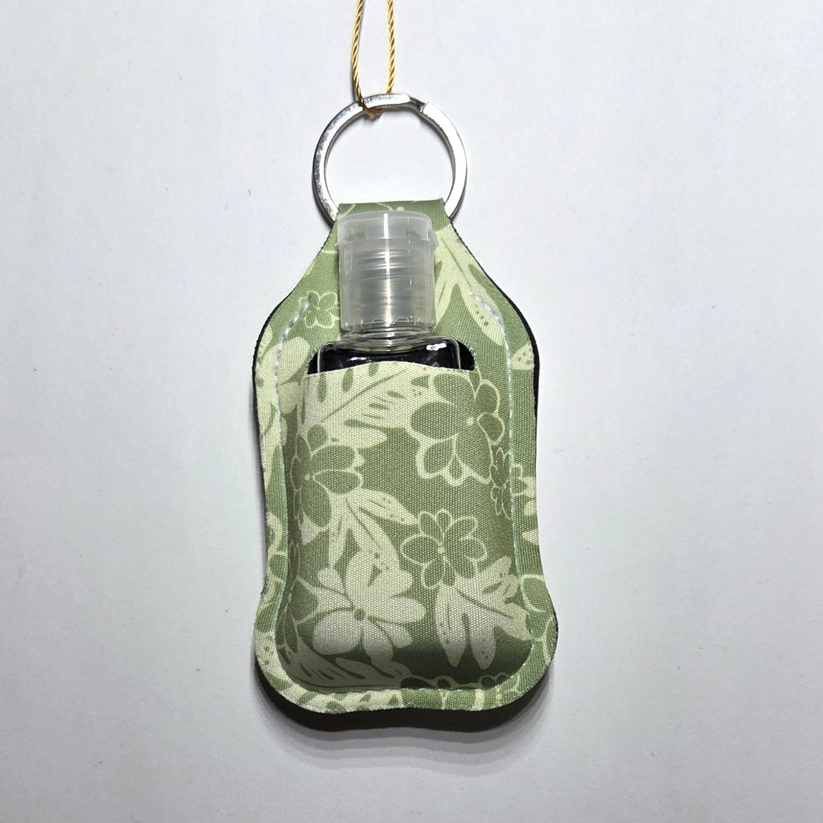 Hawaii artist neoprene hand sanitizer holder, Lauae Pikake Green design
