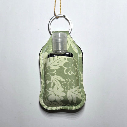 Hawaii artist neoprene hand sanitizer holder, Lauae Pikake Green design