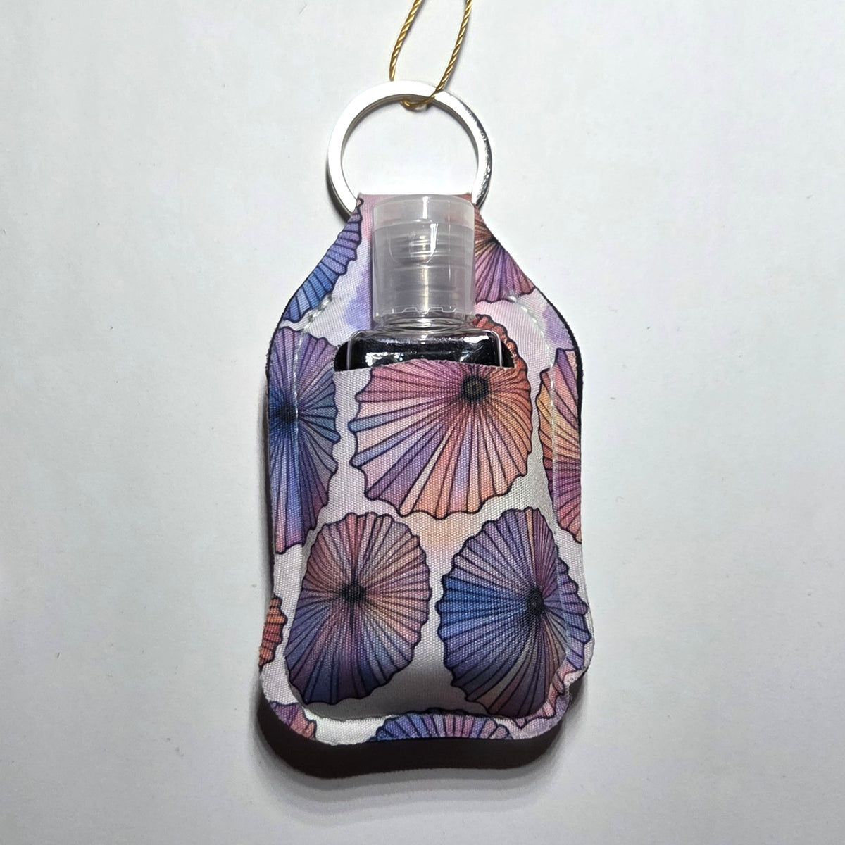 Hawaii artist neoprene hand sanitizer holder, Opihi Purple design