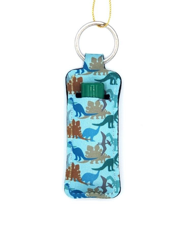 Lip balm holder, Dinosaurs Blue design