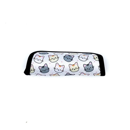 Neoprene luggage handle cover, horizontal, Cat Kawaii design