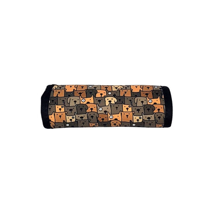 Neoprene luggage handle cover, horizontal, Dog Crowd design