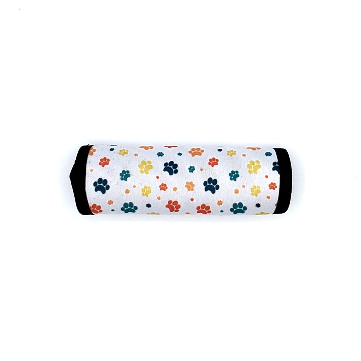 Neoprene luggage handle cover, horizontal, Paws Colorful design