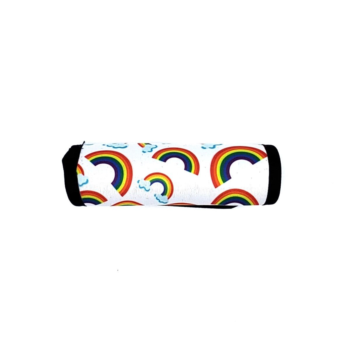 Neoprene luggage handle cover, horizontal, Rainbows design
