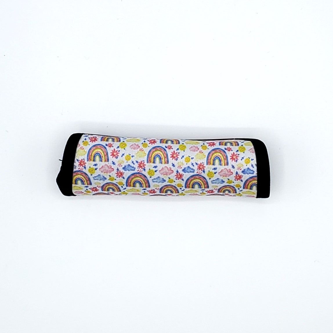 Neoprene luggage handle cover, horizontal, Rainbows Boho design
