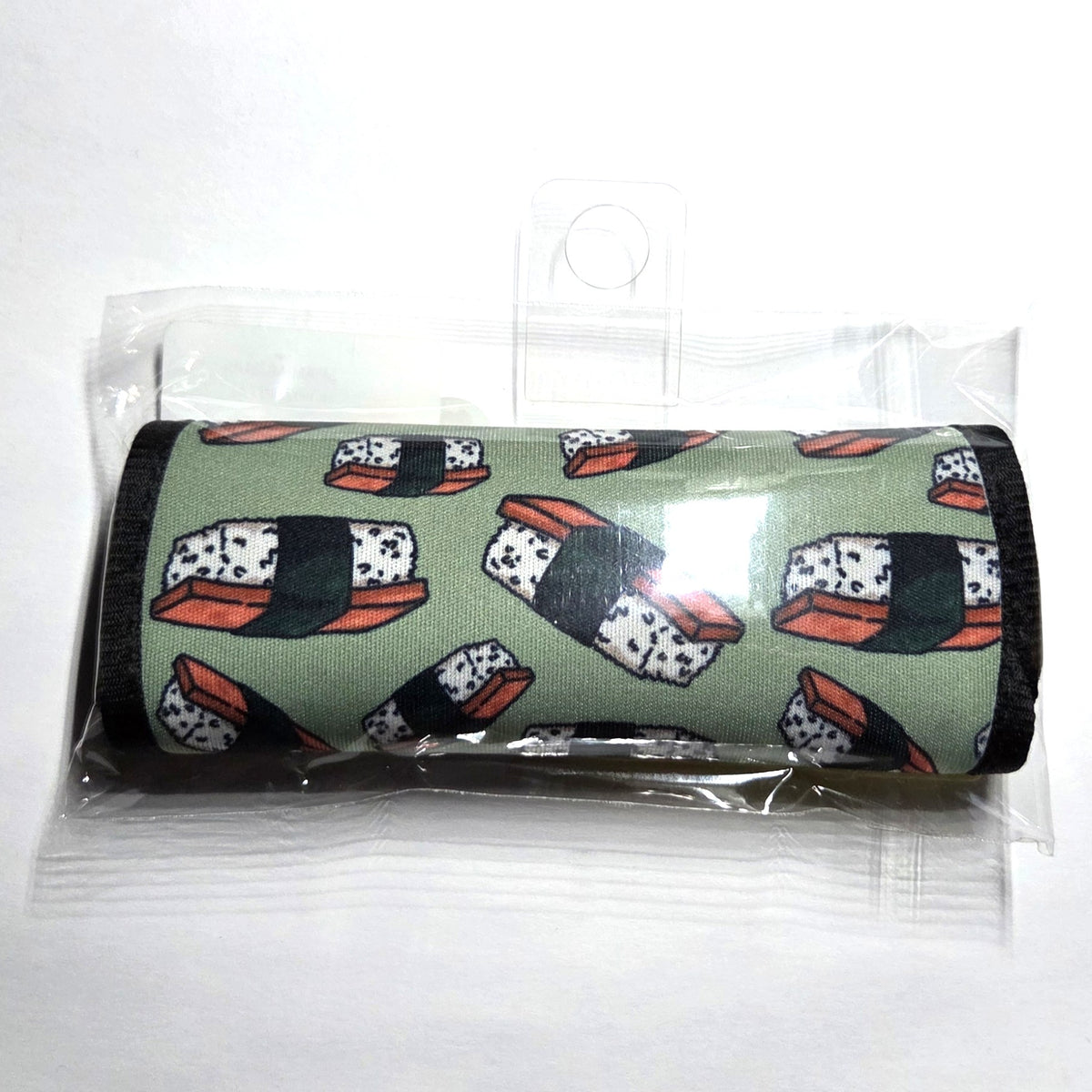 Hawaii artist neoprene luggage handle cover, horizontal, Spam Musubi design