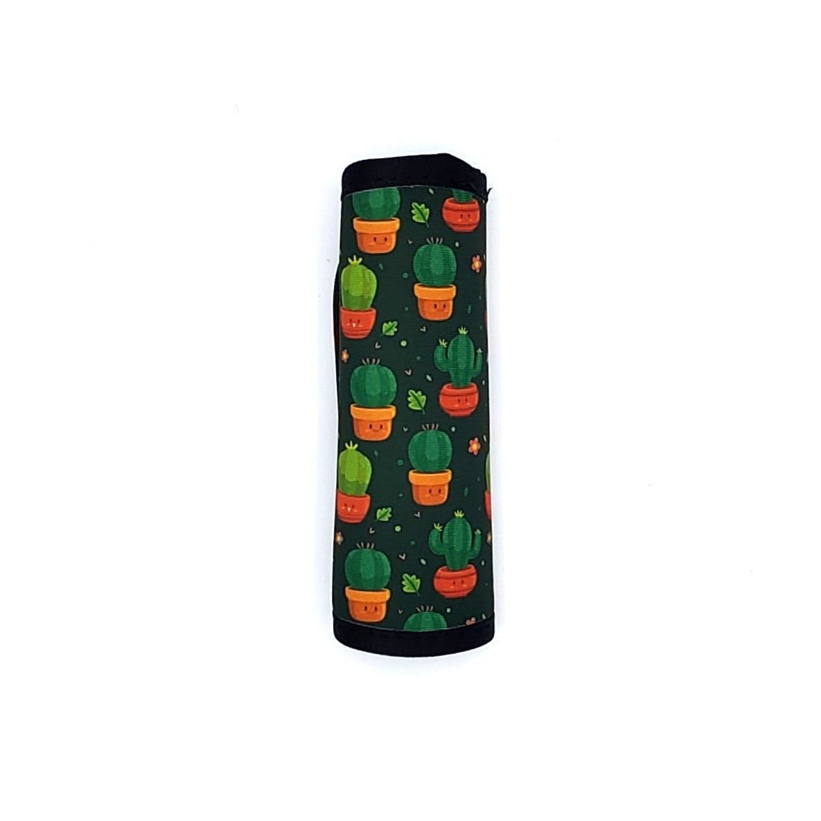 Neoprene luggage handle cover, vertical, Cactus Kawaii design