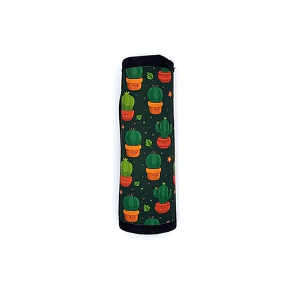 Neoprene luggage handle cover, vertical, Cactus Kawaii design