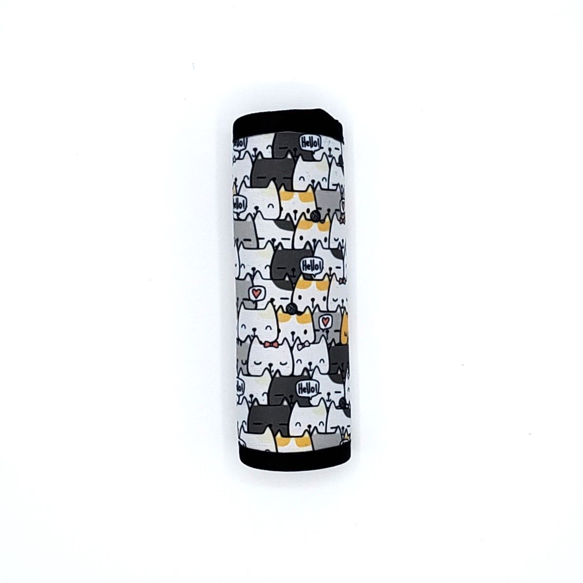 Neoprene luggage handle cover, vertical, Cat Crowd design