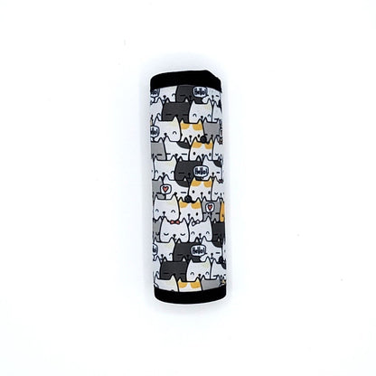 Neoprene luggage handle cover, vertical, Cat Crowd design