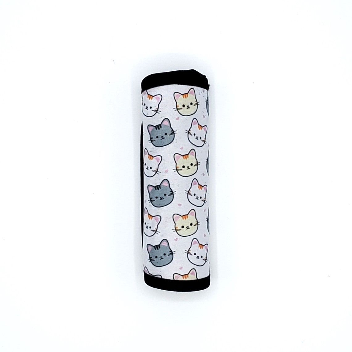 Neoprene luggage handle cover, vertical, Cat Kawaii design