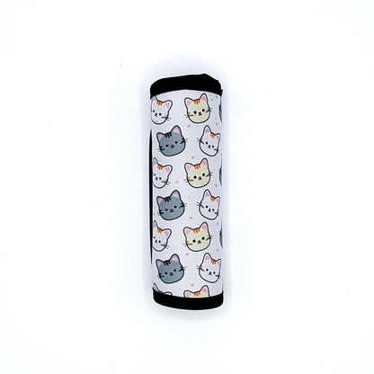 Neoprene luggage handle cover, vertical, Cat Kawaii design