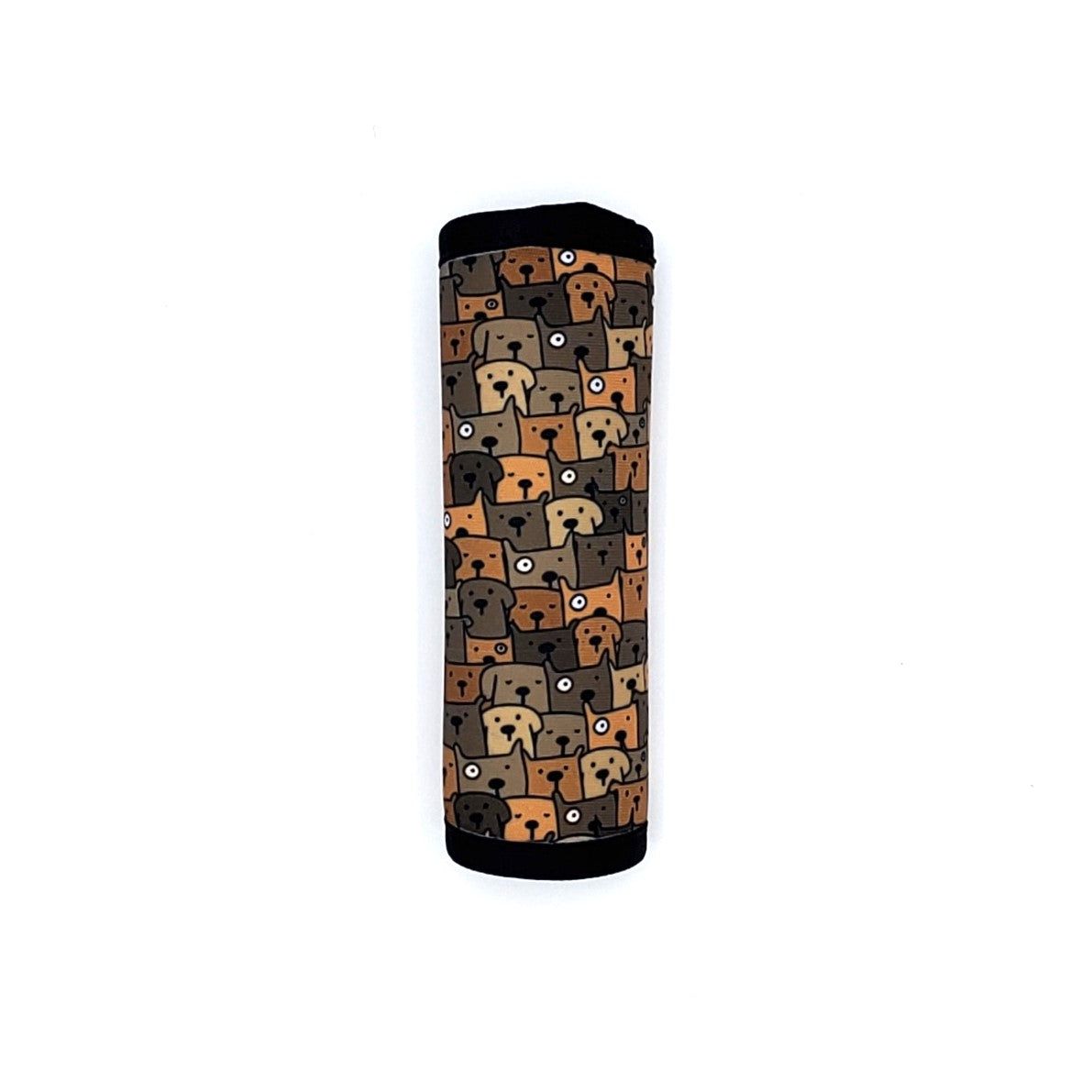 Neoprene luggage handle cover, vertical, Dog Crowd design