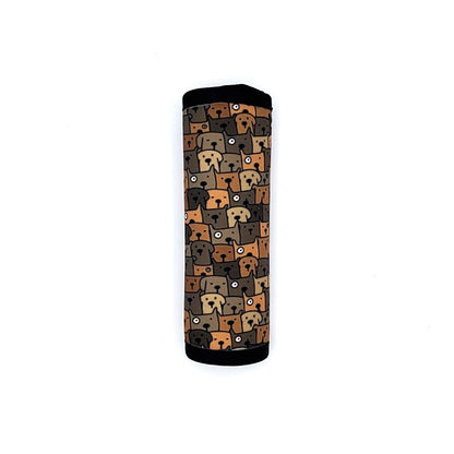 Neoprene luggage handle cover, vertical, Dog Crowd design