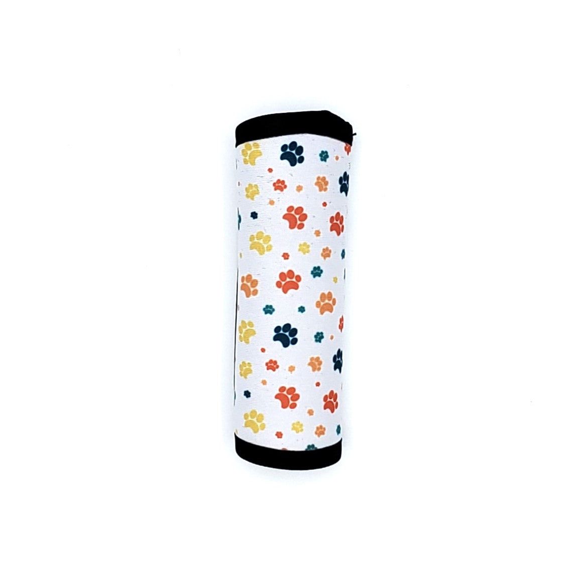 Neoprene luggage handle cover, vertical, Dog Paws Colorful design