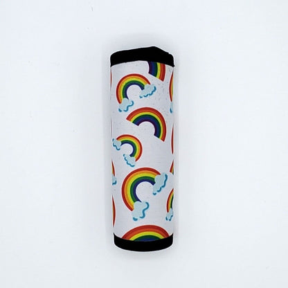 Neoprene luggage handle cover, vertical, Rainbows design