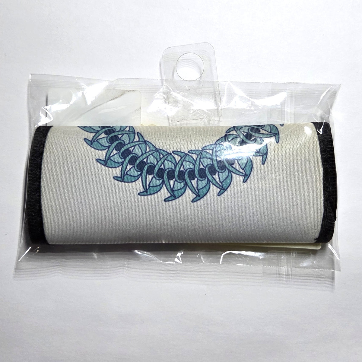 Hawaii artist neoprene luggage handle cover, Blue Jade Lei design