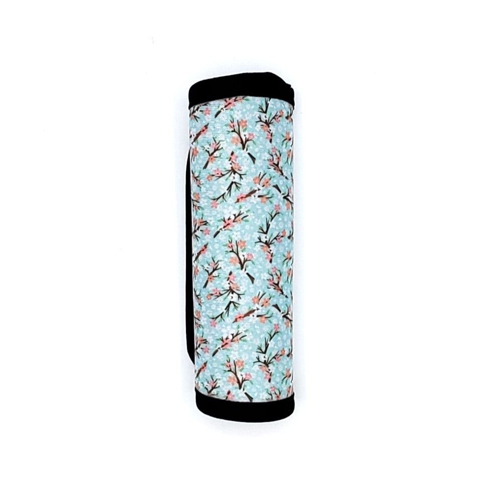 Neoprene luggage handle cover, Sakura Light Blue design