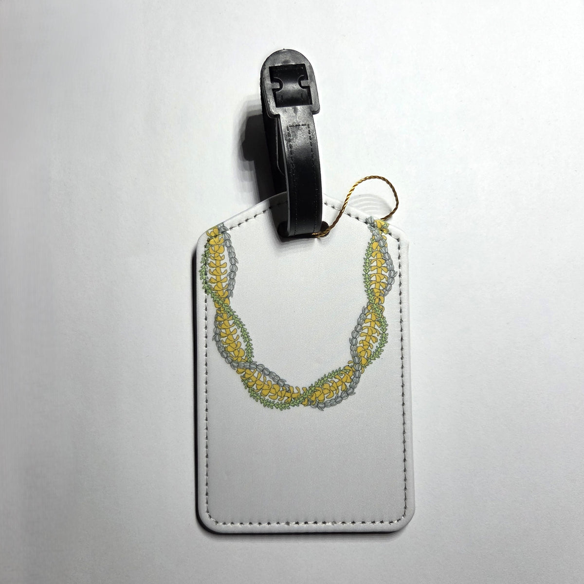 Hawaii artist luggage tag, Pakalana Pikake Puakenikeni design