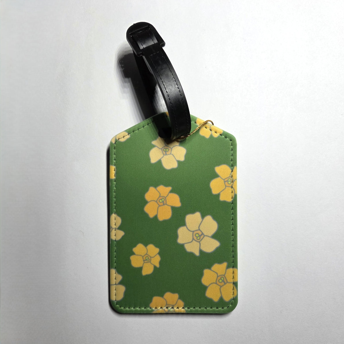 Hawaii artist luggage tag, Puakenikeni Green design