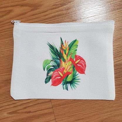 Zippered pouch, Anthurium Heliconia design
