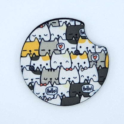 Neoprene car coaster, Cat Crowd design