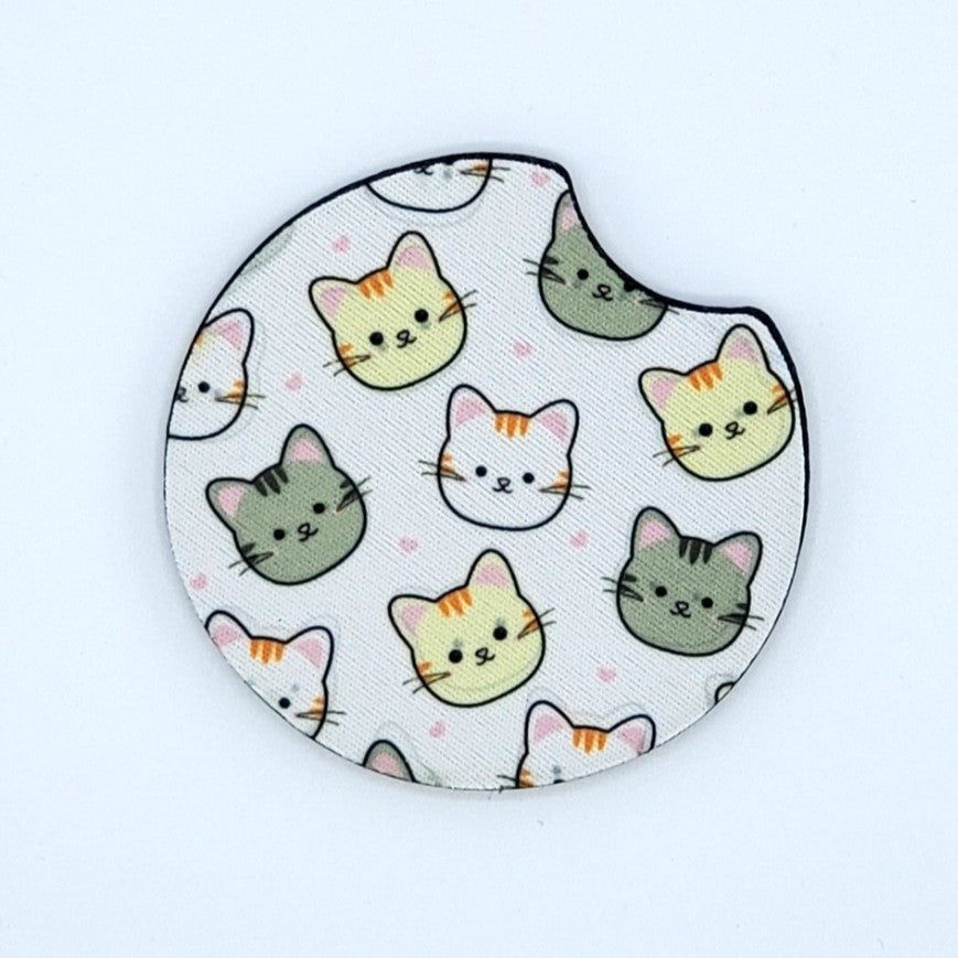 Neoprene car coaster, Cat Kawaii design