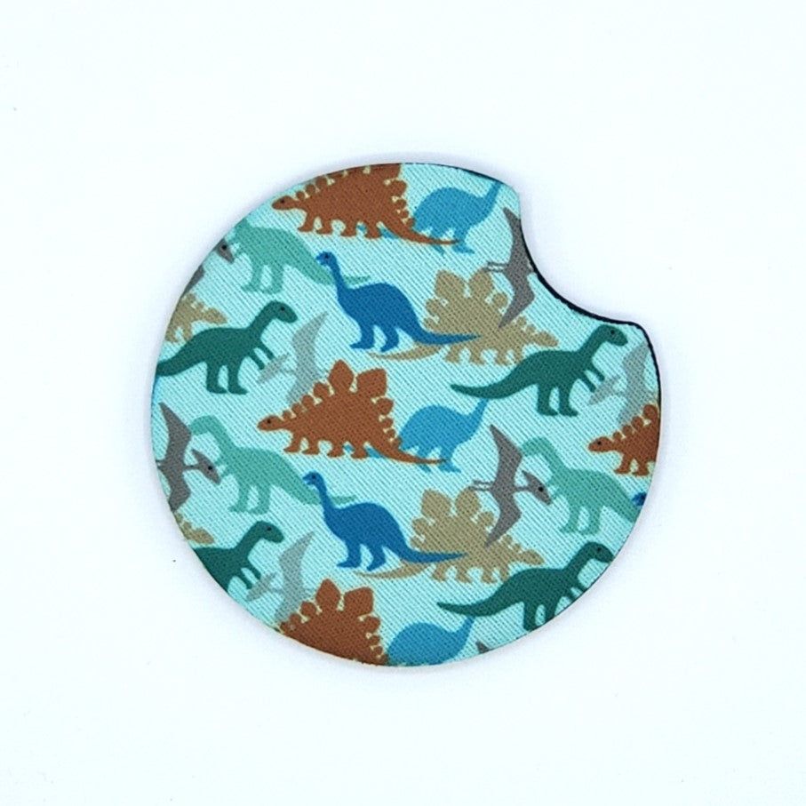 Neoprene car coaster, Dinosaurs Blue design