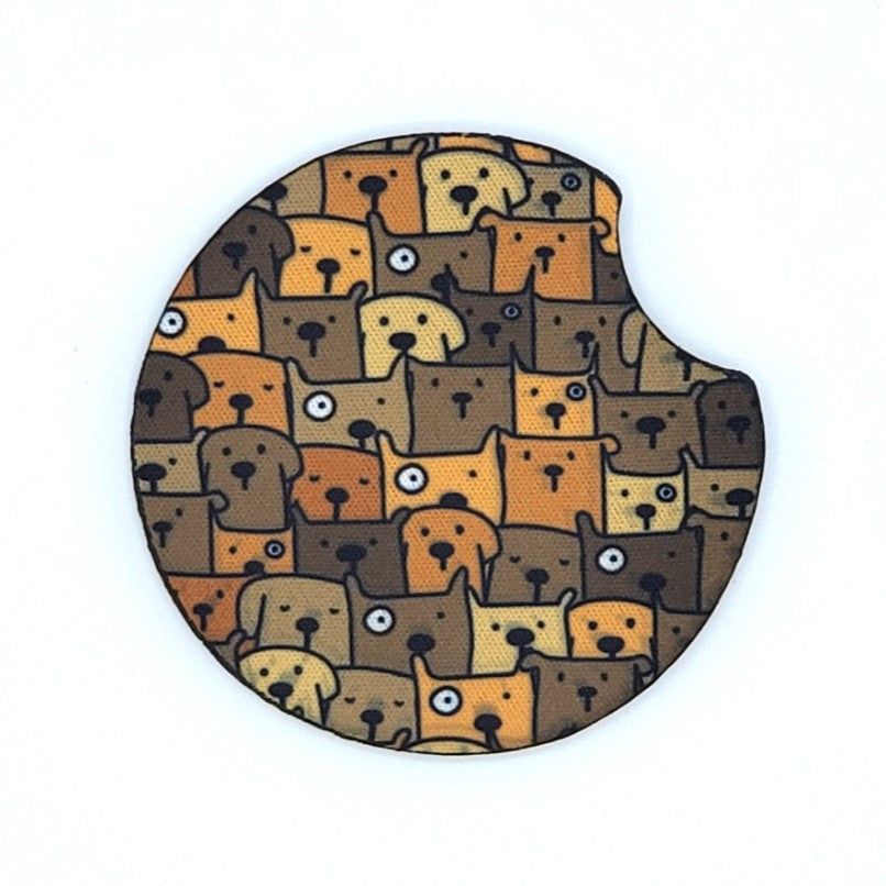 Neoprene car coaster, Dog Crowd design