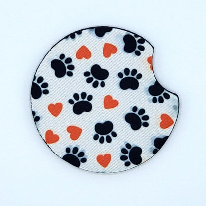 Neoprene car coaster, Paws Heart design