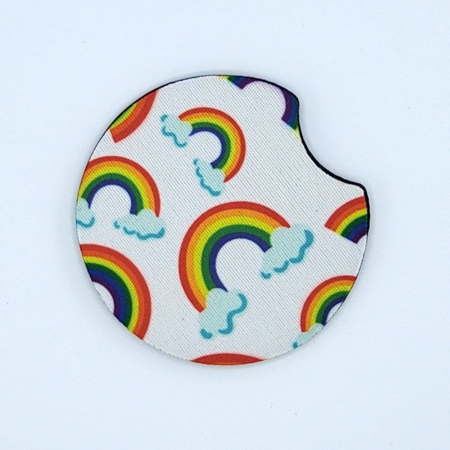 Neoprene car coaster, Rainbows design