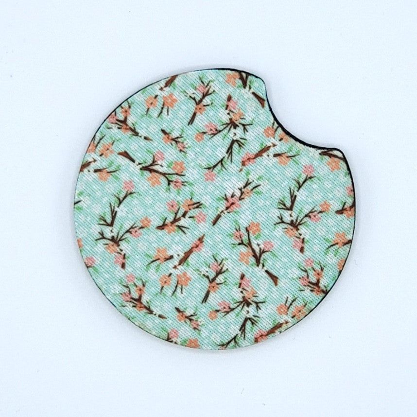 Neoprene car coaster, Sakura Light Blue design