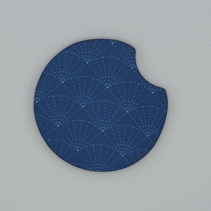 Neoprene car coaster, Sashiko Fan design