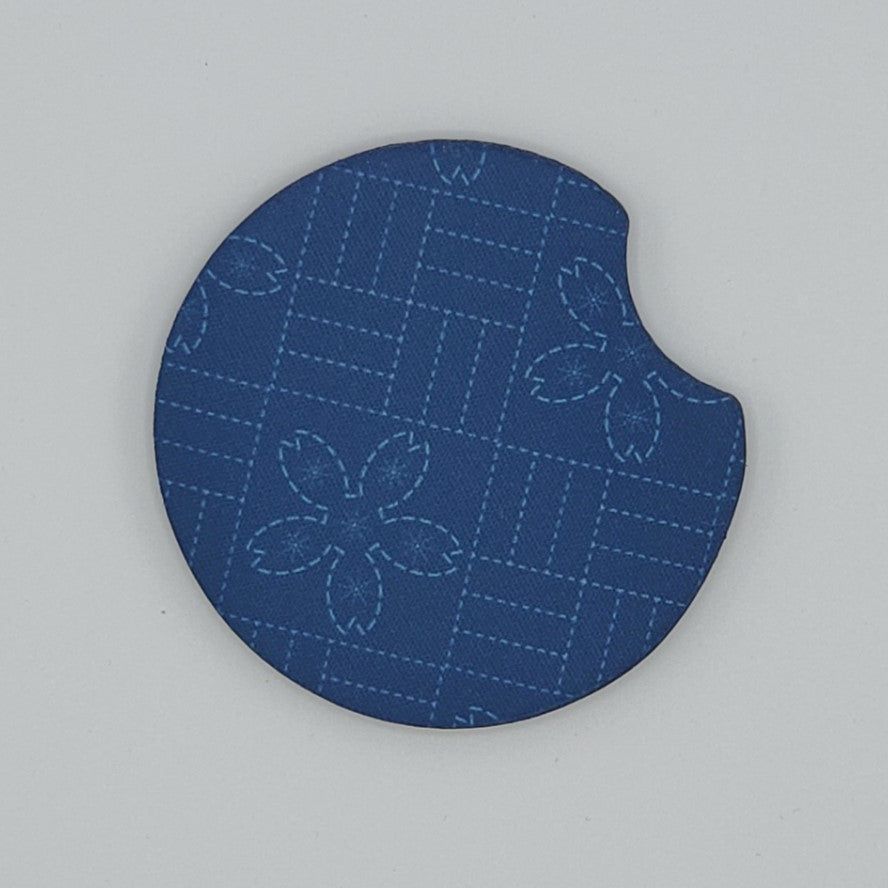 Neoprene car coaster, Sashiko Flower design