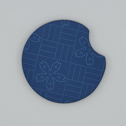 Neoprene car coaster, Sashiko Flower design