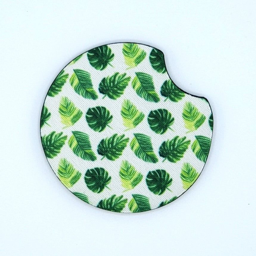 Neoprene car coaster, Tropical Greens design