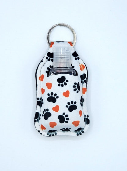 Neoprene hand sanitizer holder, Paws Heart design