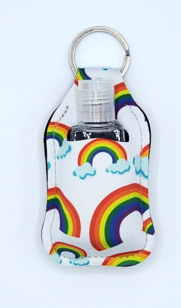 Neoprene hand sanitizer holder, Rainbows design